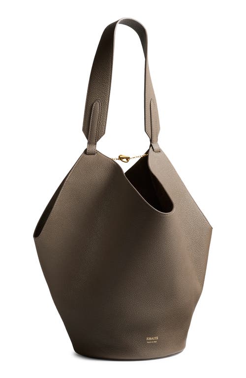 Khaite Small Lotus Leather Top Handle Bag In Brown