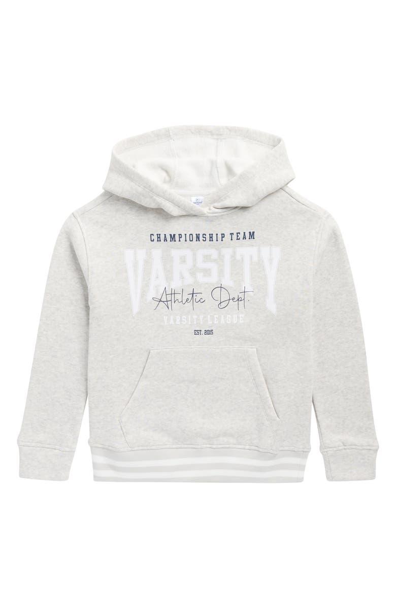 90 DEGREE BY REFLEX Kids' Varsity Hoodie, Main, color, Heather Light Grey