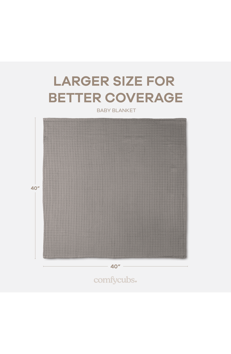 Comfy Cubs Baby Waffle Blankets, Alternate, color, Charcoal