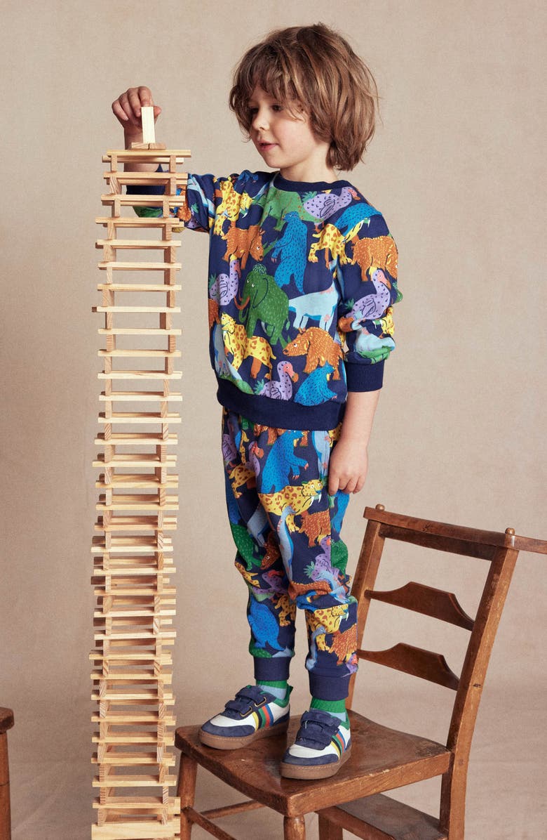 Mini Boden Kids' Dino Print Long Sleeve Cotton T-Shirt, Alternate, color,