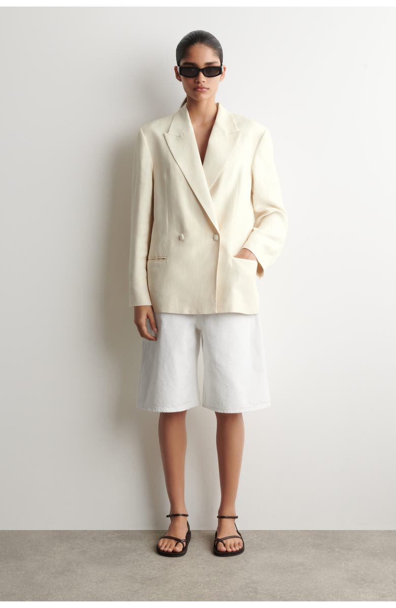 COS Knee-length Denim Shorts, Main, color, White