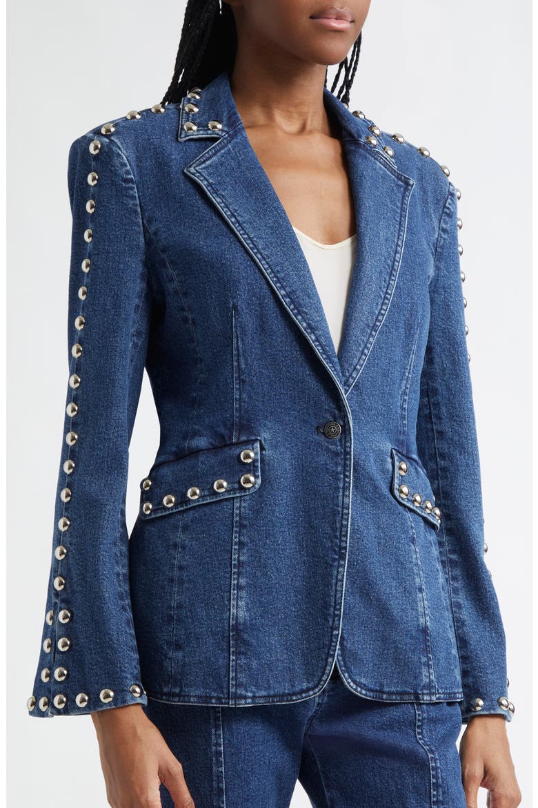 Milly Studded Denim Jacket, Alternate, color, OCEANE
