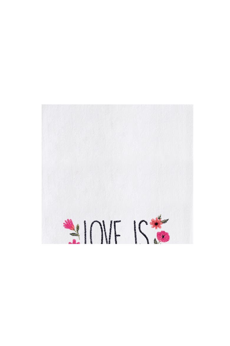"Love Is Patient & Kind" Flowers Embroidered 100% Cotton Flour Sack Dishtowel, Alternate, color, red