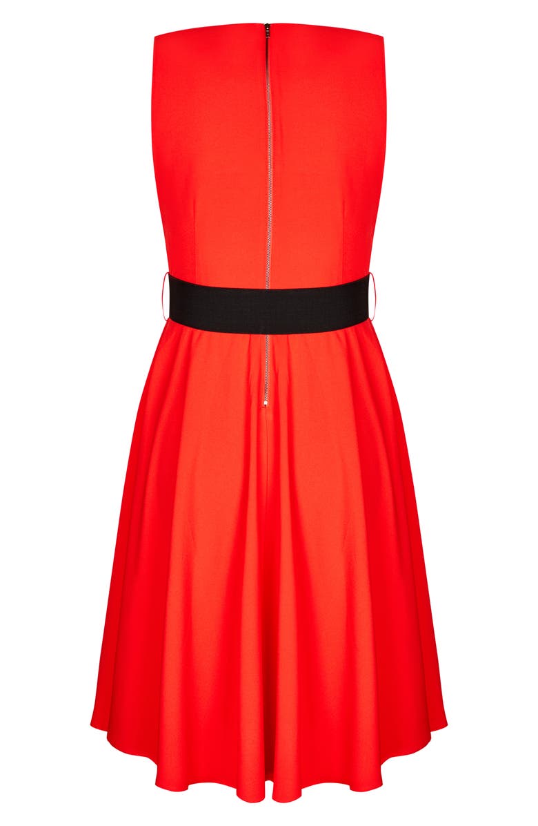 City Chic Vintage Veronica Belted Pleat Fit & Flare Dress, Alternate, color,