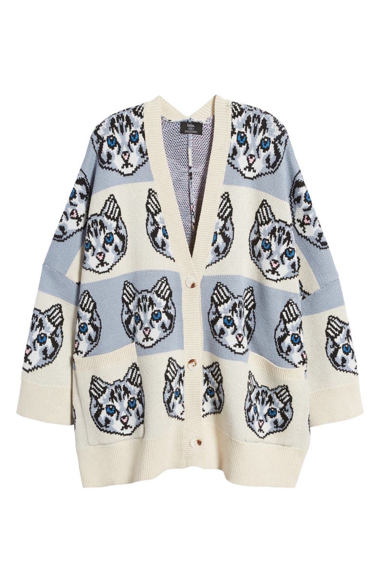 Dressed in Lala Cat Stripe Oversize Cardigan, Alternate, color,