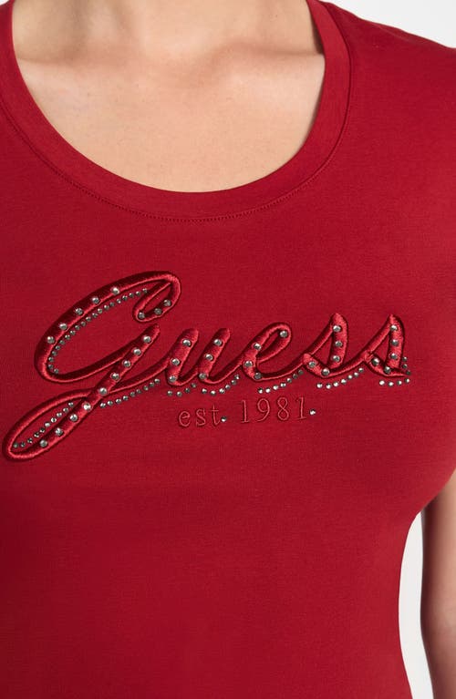 Guess Logo Script T-shirt In Red