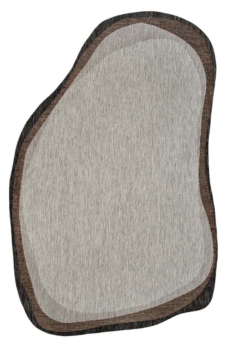 JONATHAN Y Wyatt Modern Rustic Abstract Indoor/Outdoor Shaped Area Rug, Main, color, Gray/Black