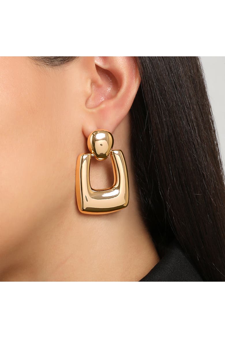 Square Drop Earrings, Alternate, color, Gold