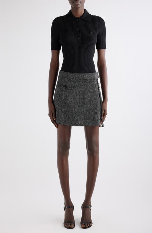 Courrèges Caviar Wool Tweed Miniskirt In Gray