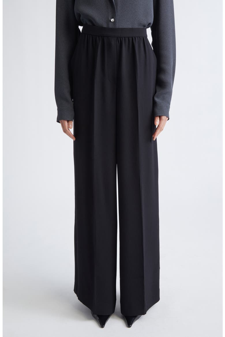 Satin Back Crepe Wide Leg Pants, Main, color, BLACK