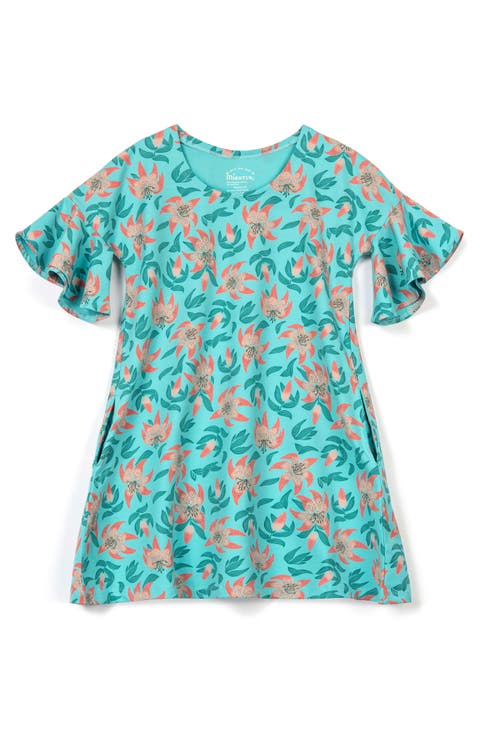 Organic Cotton Flutter Sleeve Cascade Dress