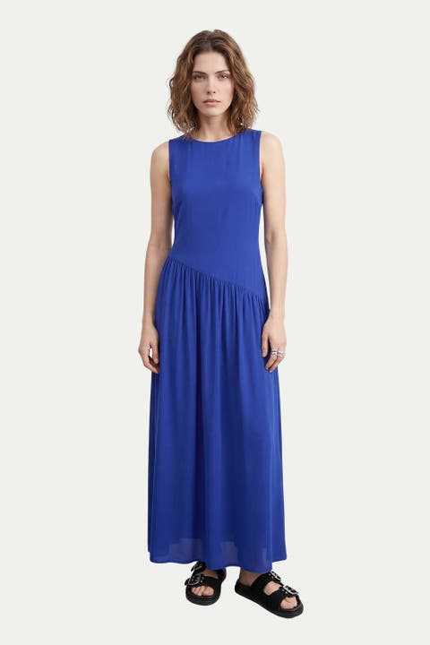 Dropped Waist Chiffon Tiered Maxi Dress