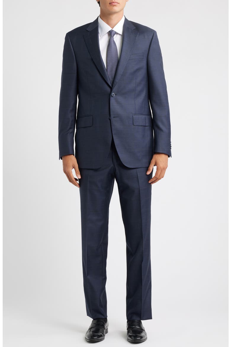 Flynn Classic Fit Navy Windowpane Check Wool Suit, Main, color, NAVY