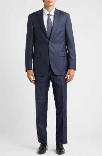 Peter Millar Flynn Classic Fit Navy Windowpane Check Wool Suit