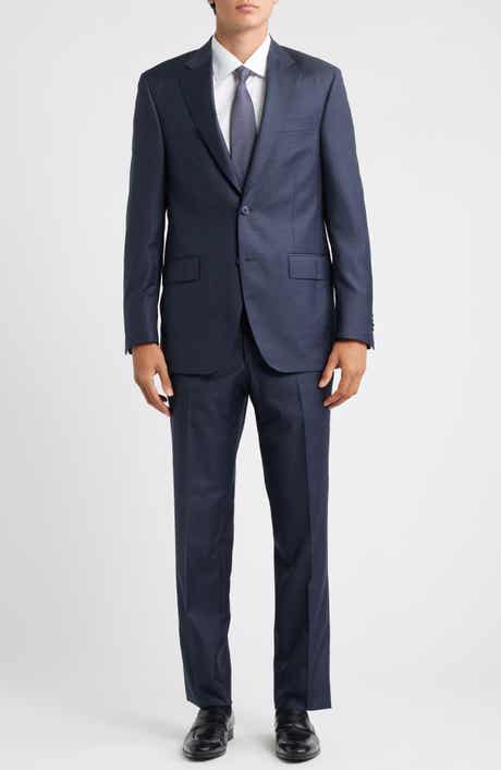 Peter Millar Flynn Classic Fit Navy Windowpane Check Wool Suit