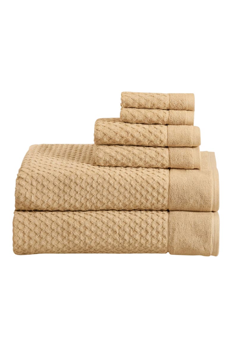 Diamond Waffle Texture 6-Piece Towel Set, Main, color, SAND
