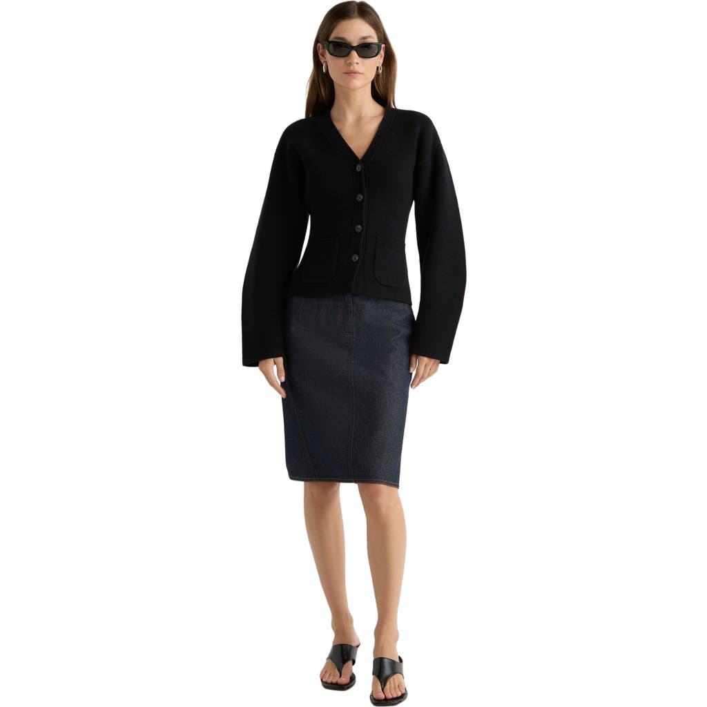 Modern Citizen Elinor Organic Cotton Wool V-Neck Cardigan in Black  product