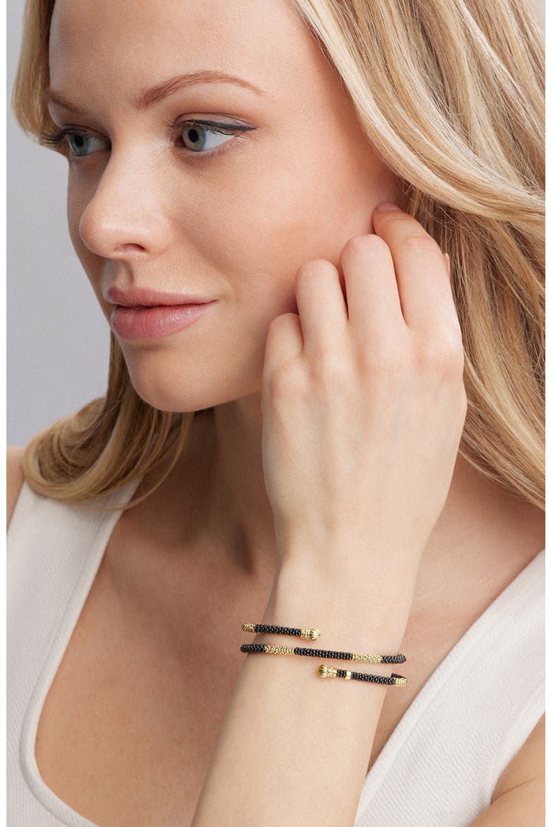 Gold & Black Caviar Coil Bracelet, Alternate, color, GOLD
