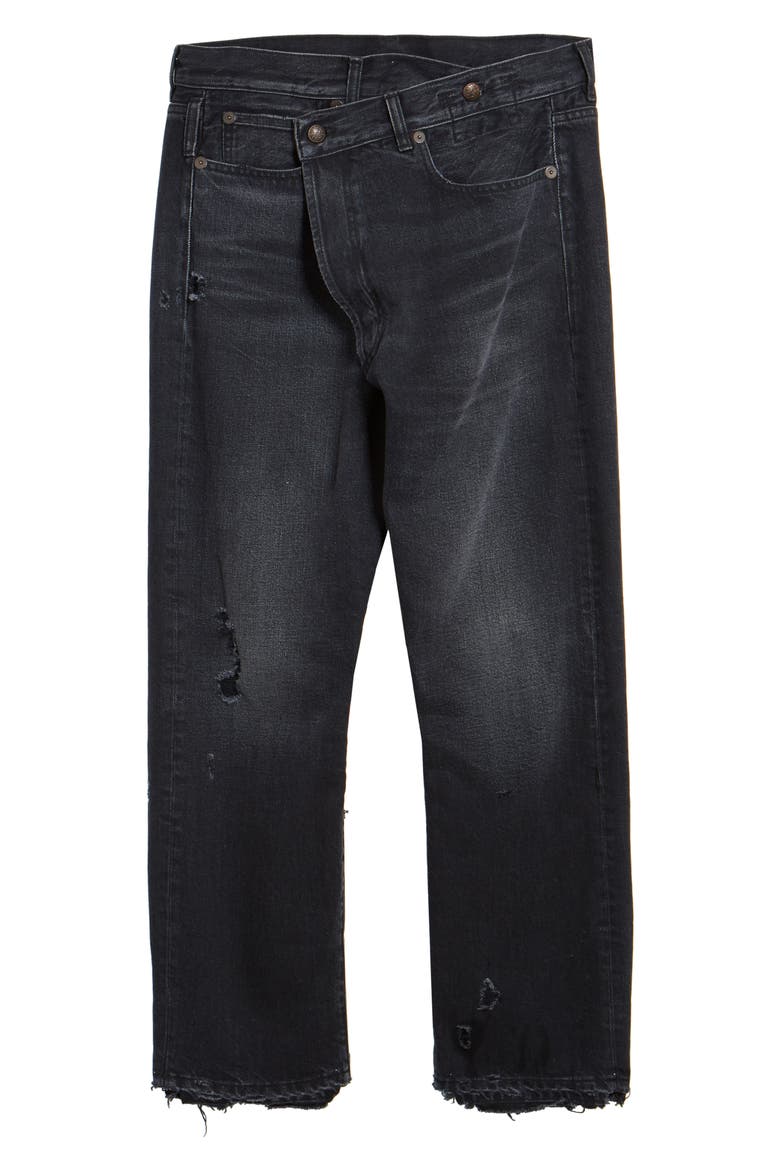 Crossover Ripped Ankle Jeans, Alternate, color, JAKE BLACK