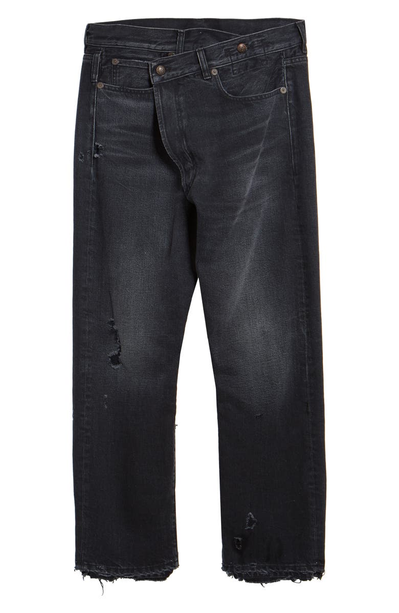 R13 Crossover Ripped Ankle Jeans, Main, color, Jake Black