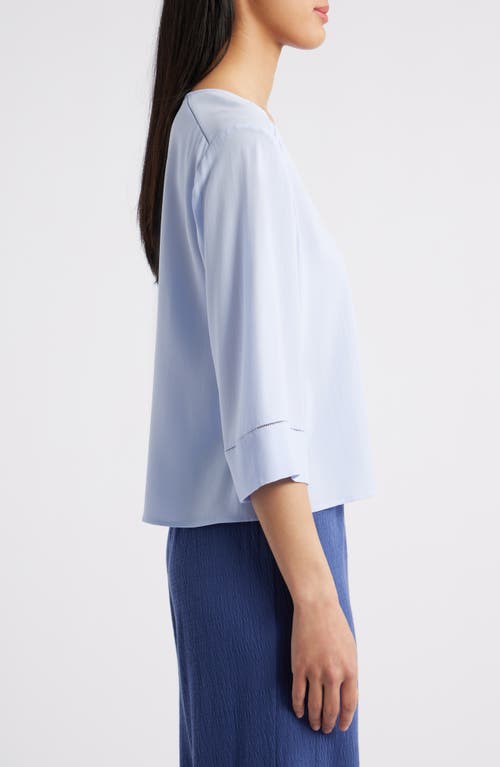 Eileen Fisher Ladder Trim Silk Top In Bellflower