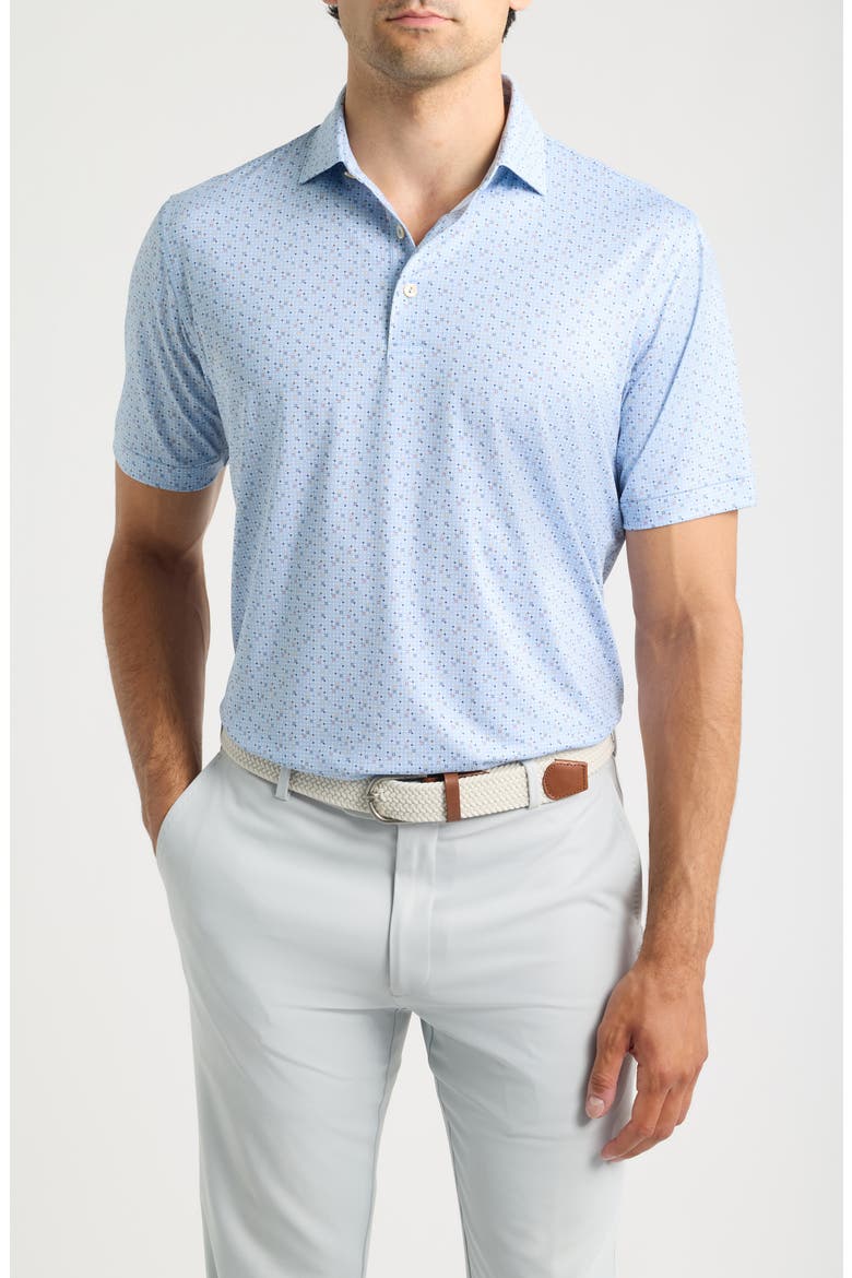 Rivington Microprint Summer Comfort Performance Jersey Polo, Main, color, LAKESIDE