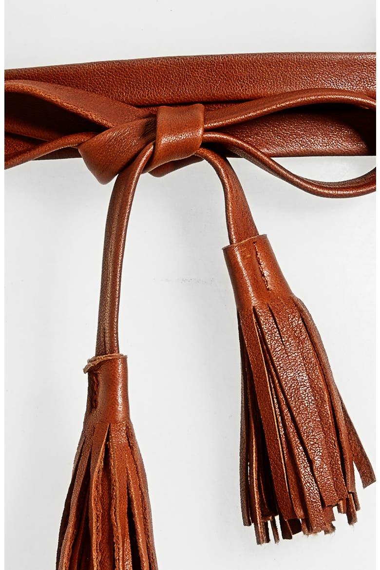 Bronco Leather Wrap Belt, Alternate, color, COGNAC