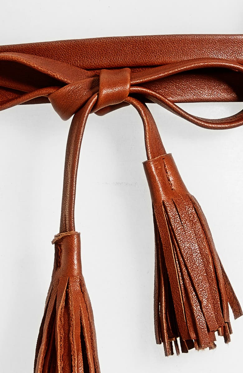 Raina Bronco Leather Wrap Belt, Alternate, color, Cognac