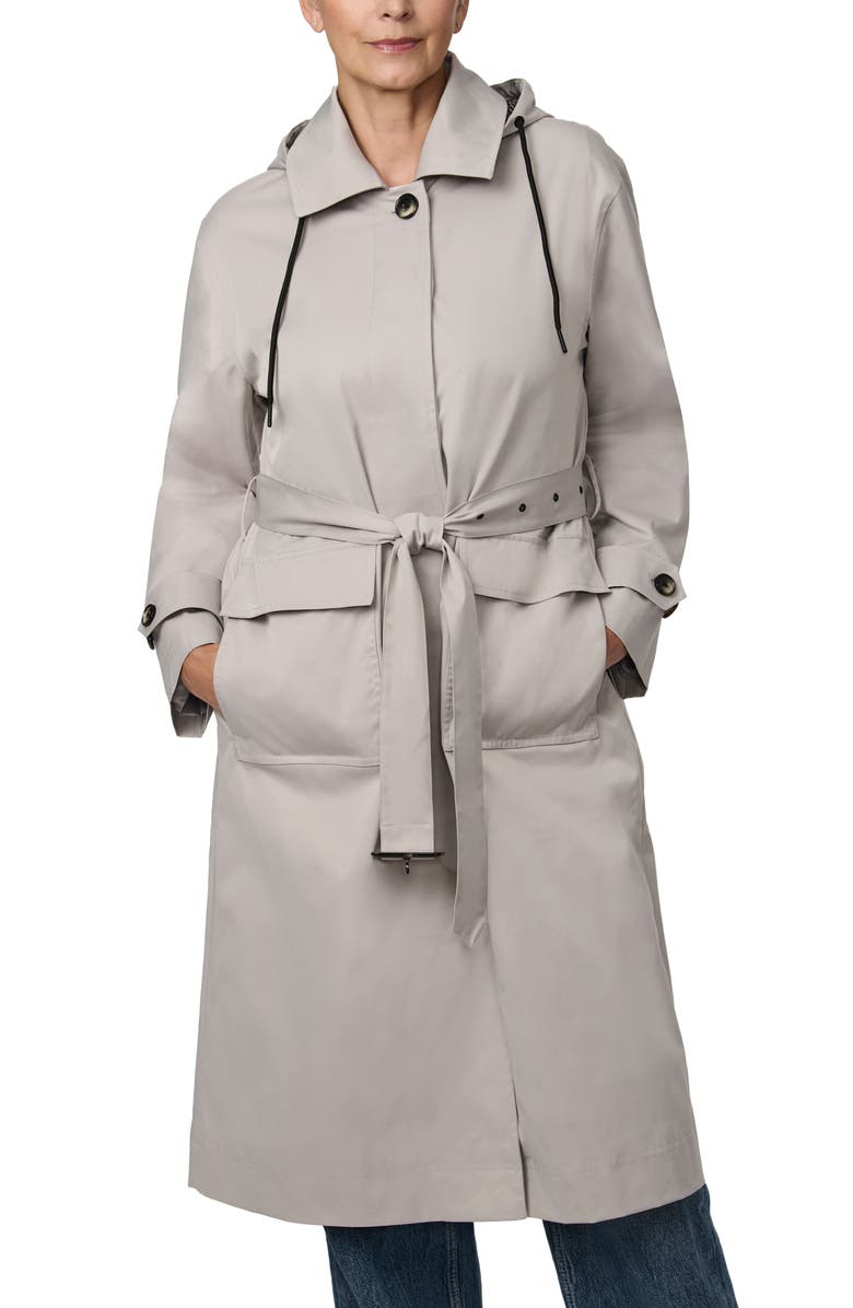 Bernardo Hooded Functional Raincoat, Alternate, color, Ash