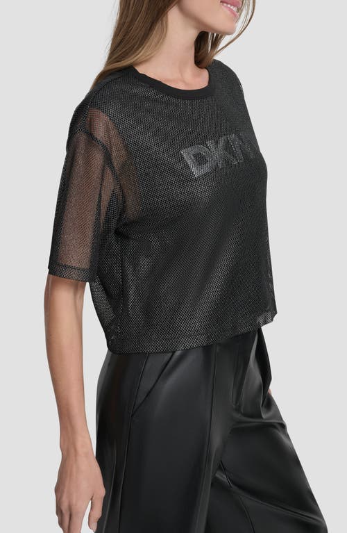 Dkny Mesh Overlay Logo Top In Black