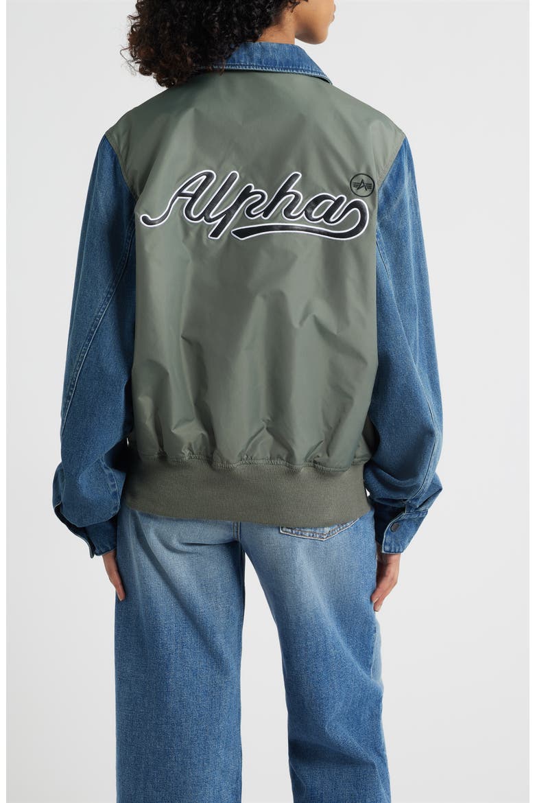 Mixed Media Flight Jacket, Alternate, color, FIELD GRAY