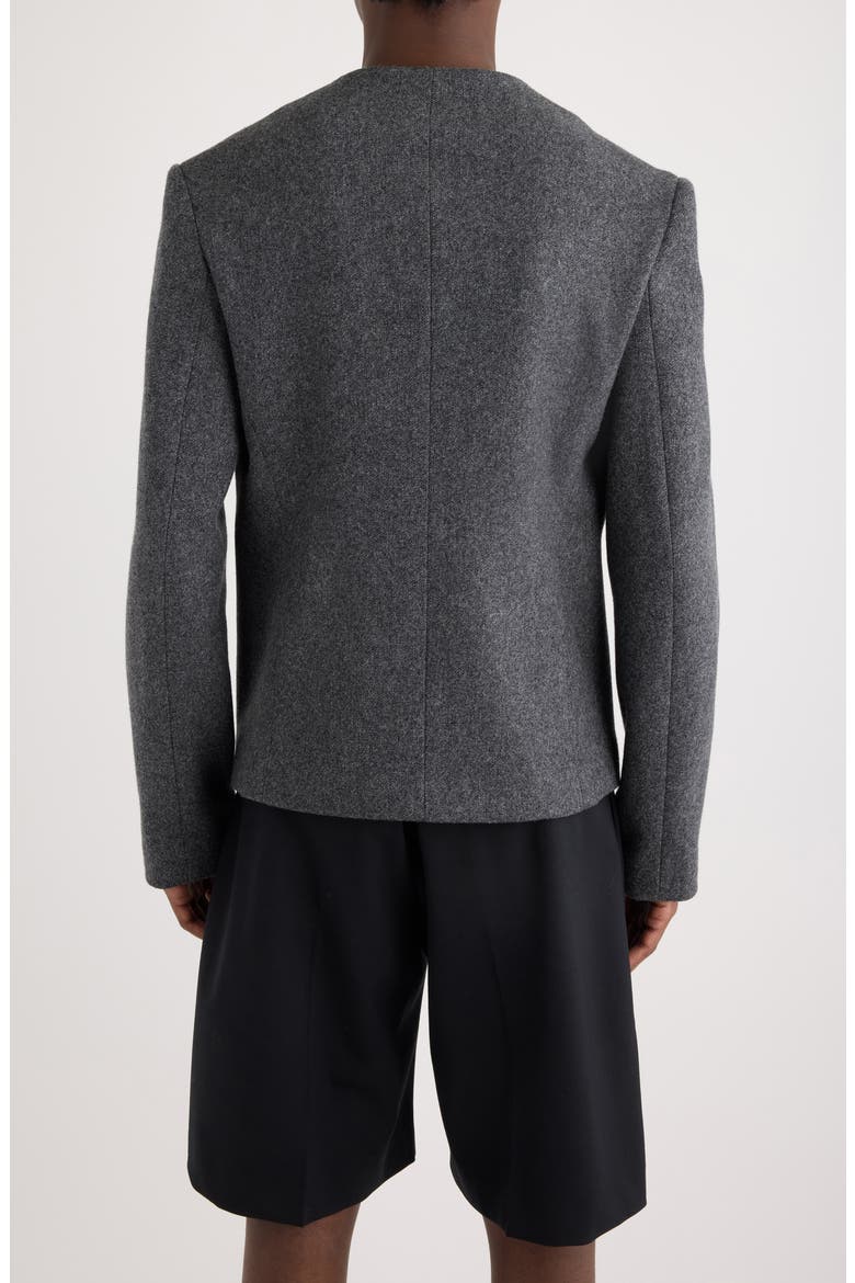 La Veste Sera Fitted Collarless Virgin Wool Blend Blazer, Alternate, color, DARK GREY