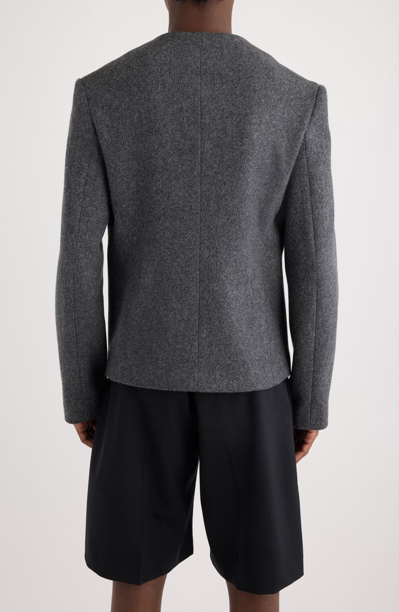 Jacquemus La Veste Sera Fitted Collarless Virgin Wool Blend Blazer, Alternate, color, Dark Grey