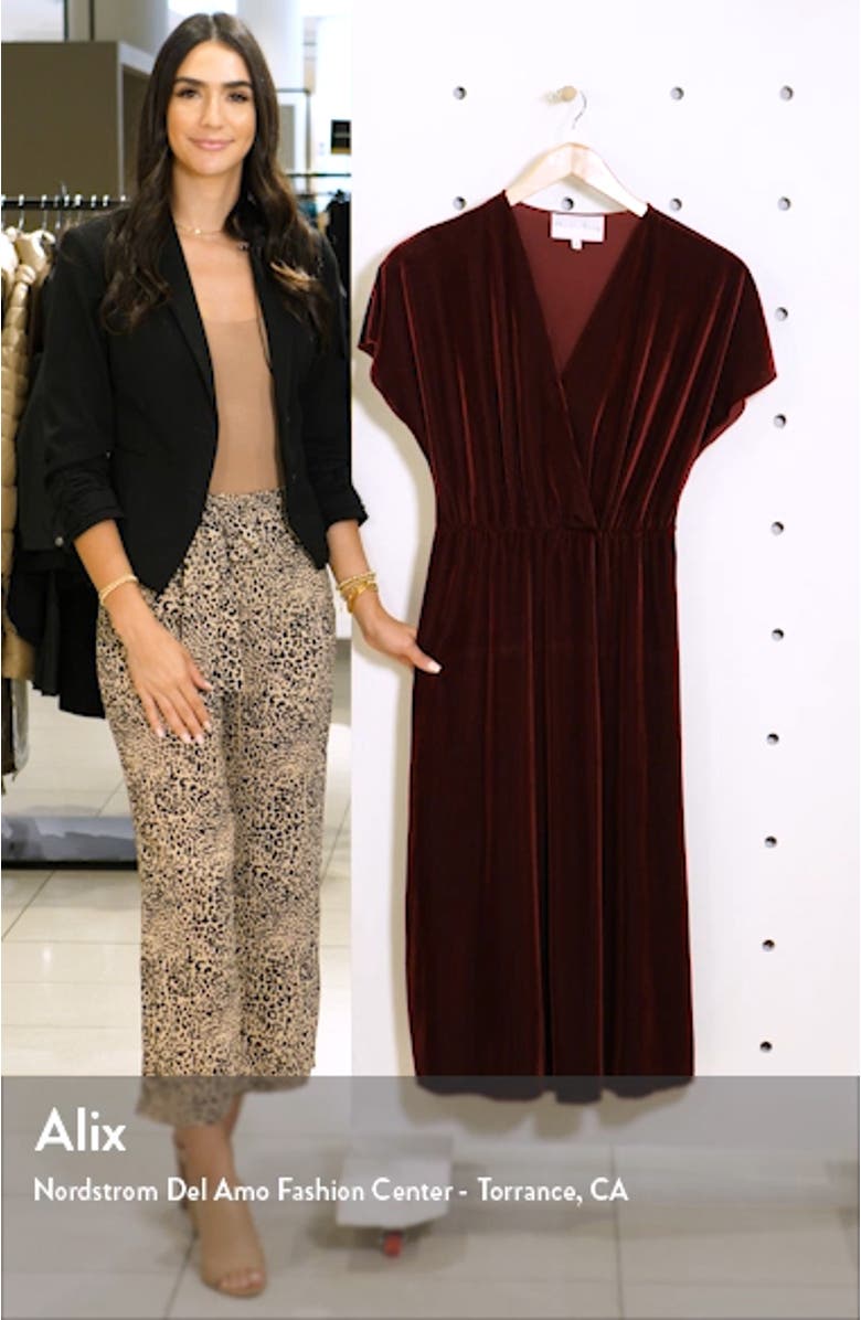 Texture Stripe Stretch Velvet Midi Dress, sales video thumbnail
