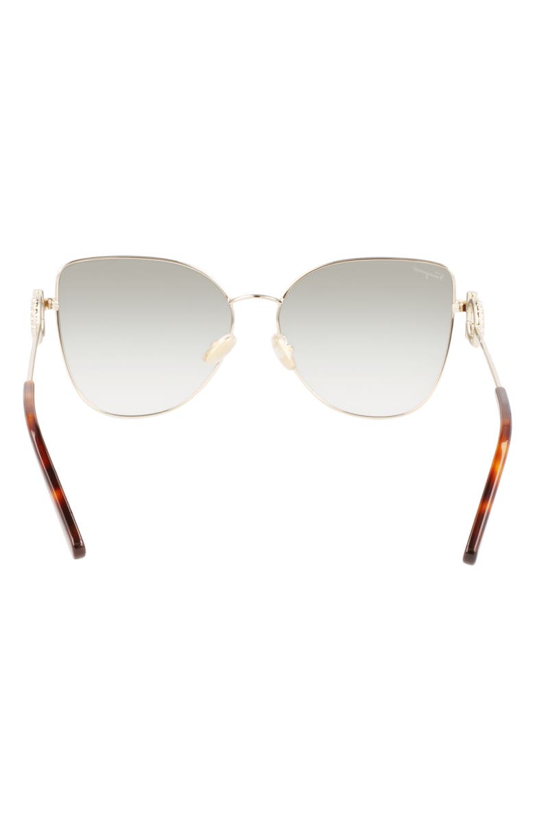 FERRAGAMO 60mm Gradient Cat Eye Sunglasses, Alternate, color, Gold/ Green Gradient