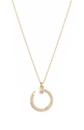 Adornia Cubic Zirconia Curved Nail Pendant Necklace