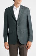 Jack Victor Midland Contemporary Fit Green Houndstooth Wool & Silk Blend Sport Coat