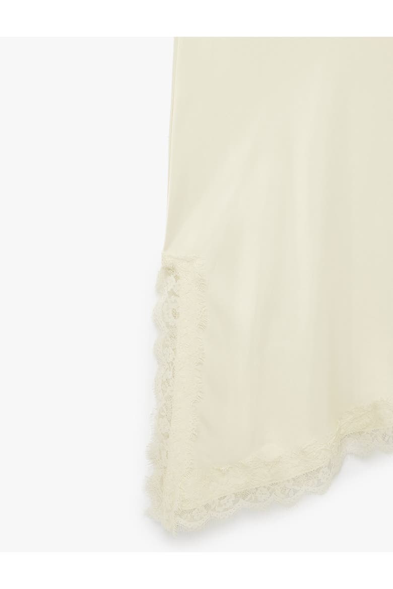 Asymmetric Lace Trim Satin Skirt, Alternate, color, YELLOW