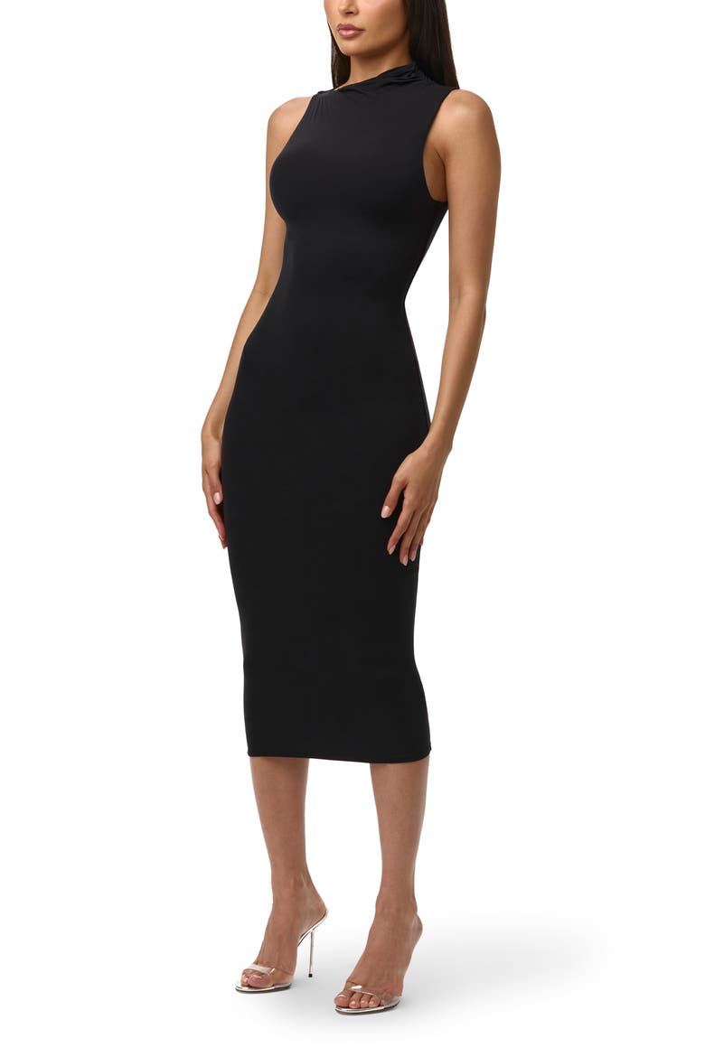 Sleeveless Midi Dress, Alternate, color, BLACK