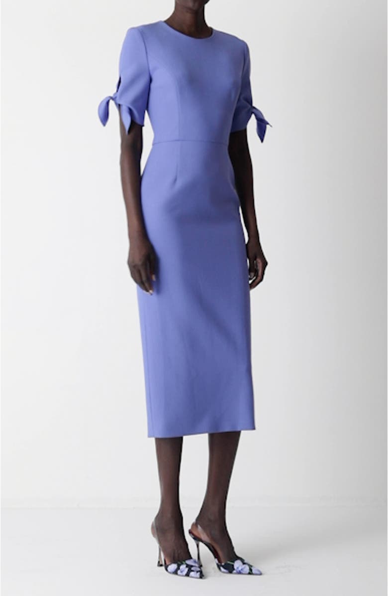 Tie Sleeve Stretch Virgin Wool Midi Dress, sales video thumbnail