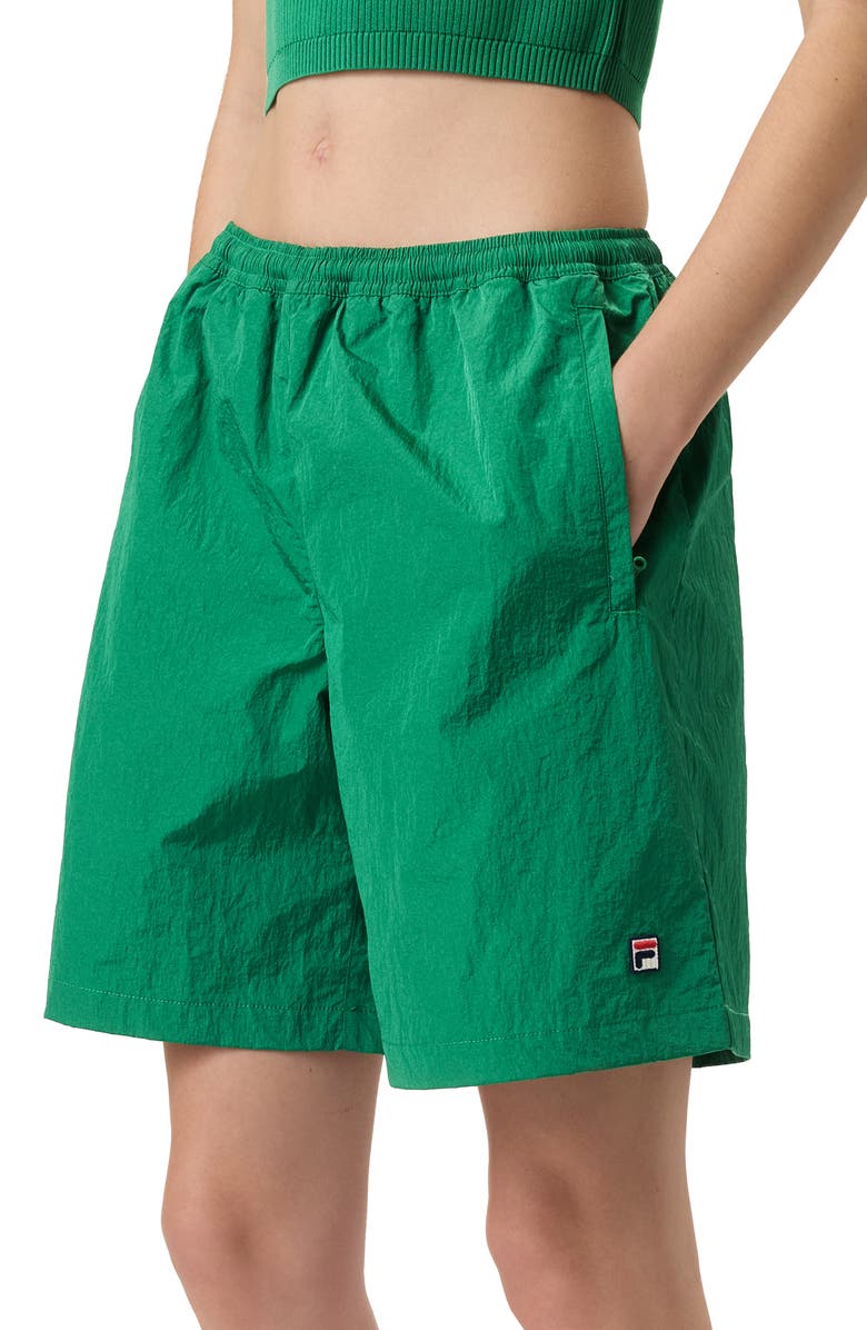 FILA x Hailey Nylon Crinkle Shorts, Alternate, color, Fila Green