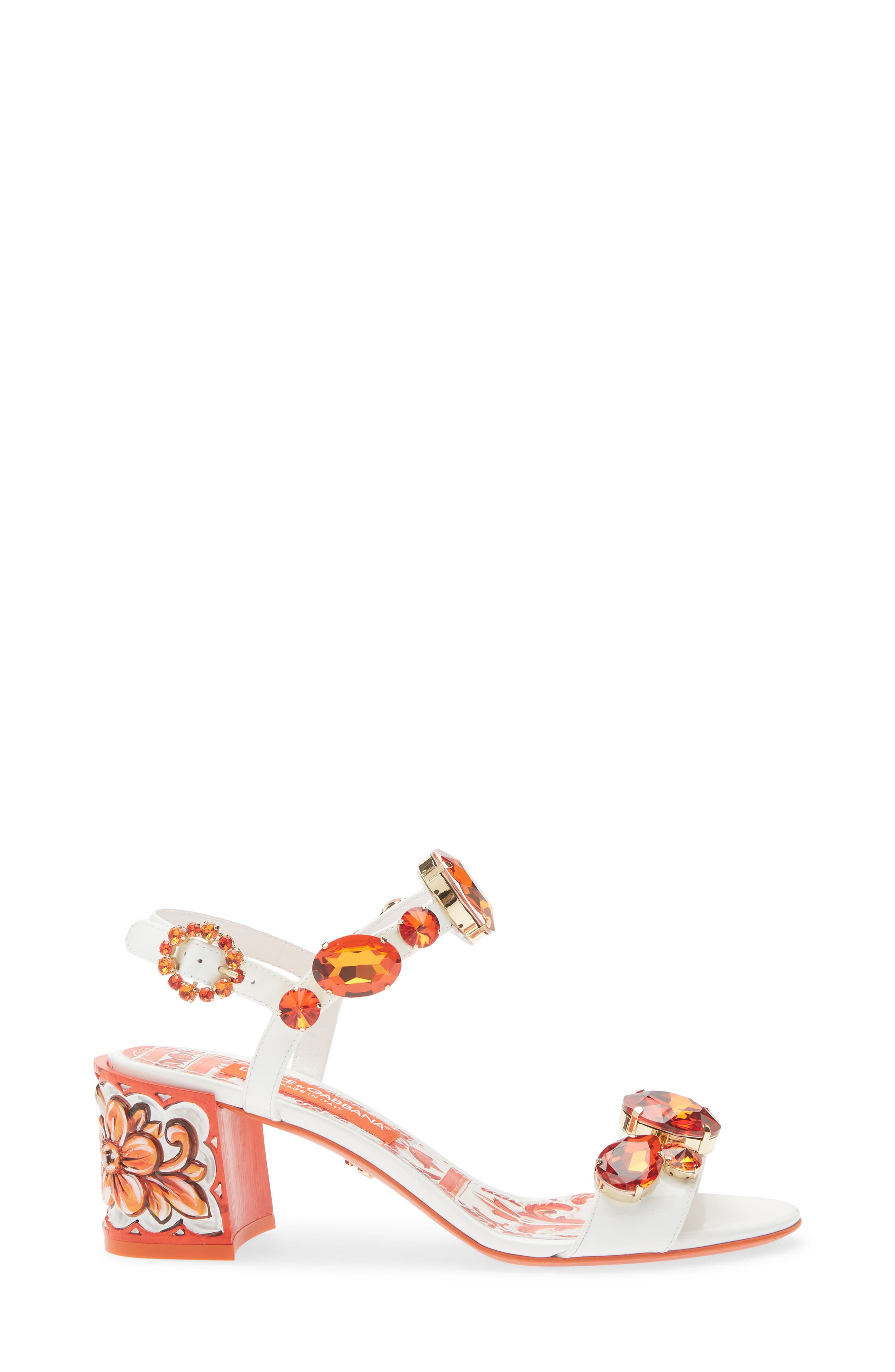 Dolce&Gabbana Keira Majolica Jeweled Sandal, Alternate, color, Ih3tn Maiolica 6 Orange
