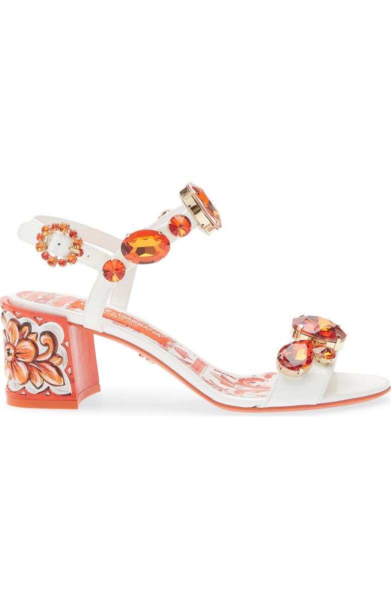 Dolce&Gabbana Keira Majolica Jeweled Sandal, Alternate, color, Ih3tn Maiolica 6 Orange