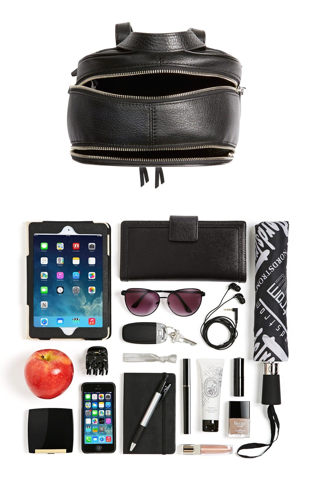 'Rhea - Zip Grommet' Leather Backpack, Alternate, color, BLACK/ SILVER