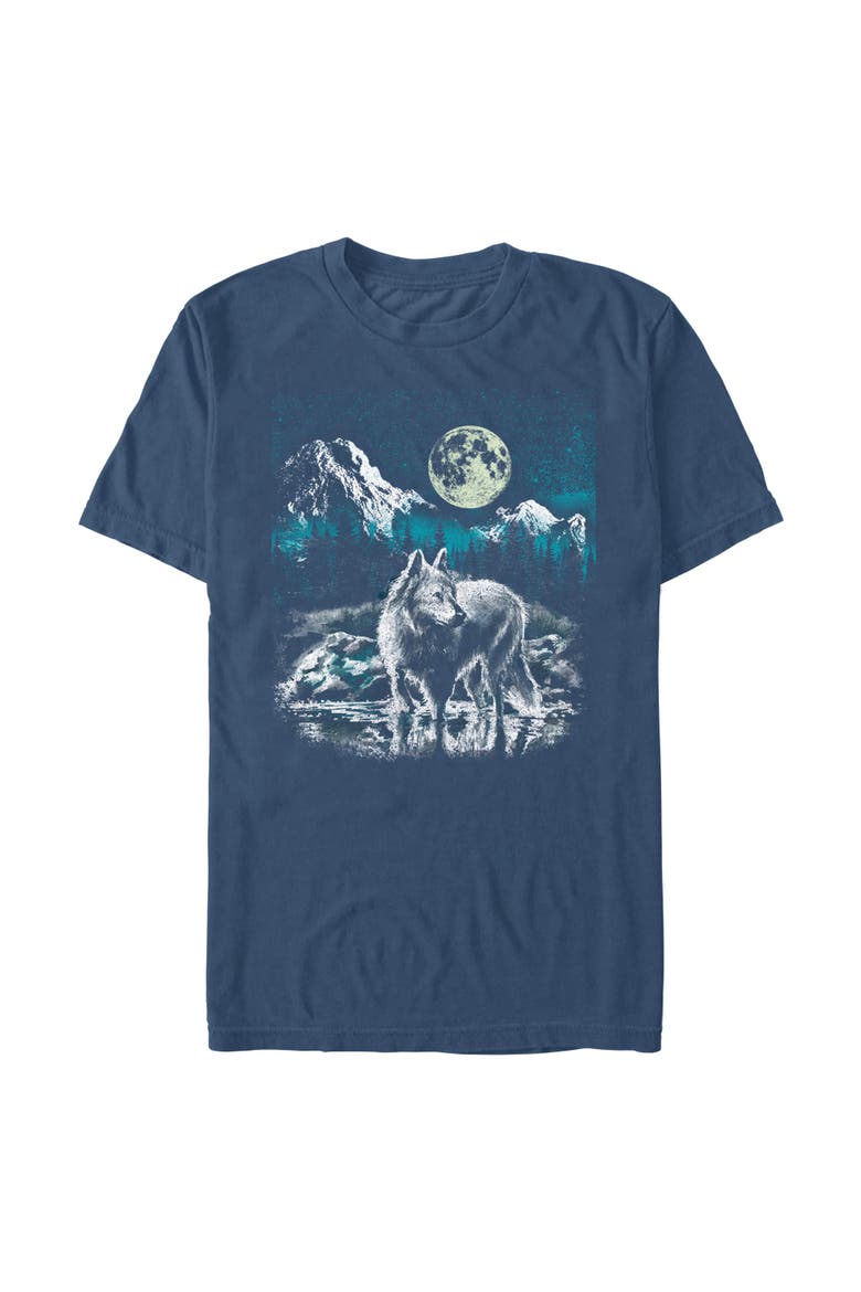 Men's Classic Wolf Scene Short Sleeve Graphic T-Shirt, Alternate, color, Midnight
