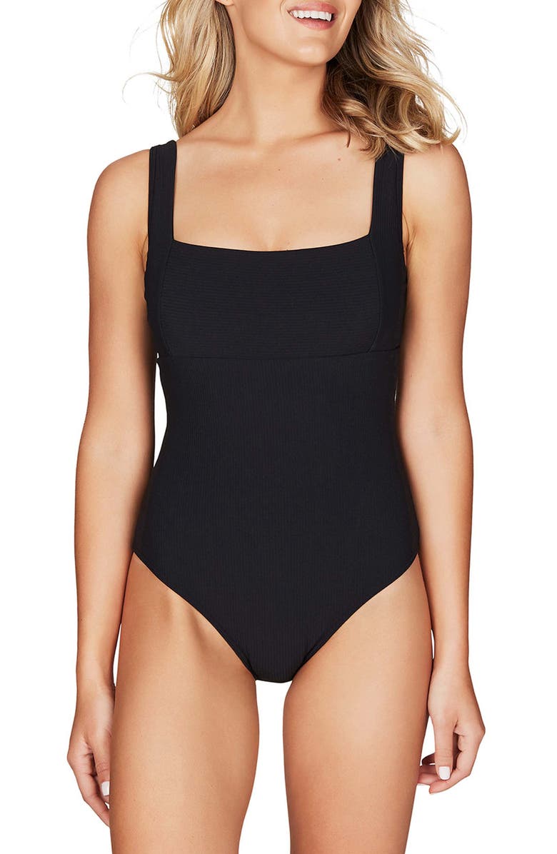 Sea Level Square Neck Ribbed One-Piece Swimsuit, Main, color, 