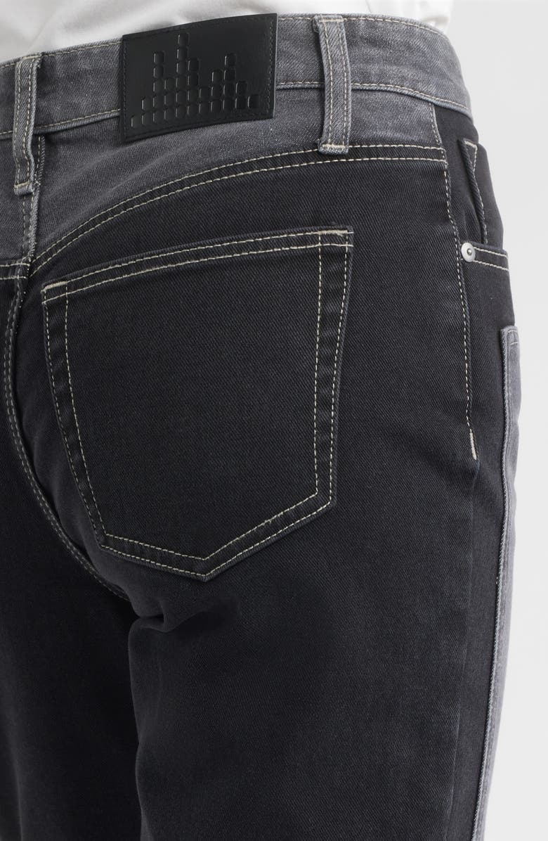 CITY BLUES Two-Tone High Waist Straight Leg Jeans, Alternate, color, Dark Whisker Wash