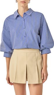 English Factory Stripe Balloon Sleeve Shirt