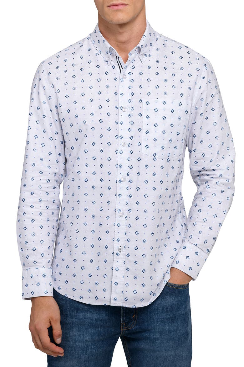 Diamond Print Oxford Basic, Main, color, WHITE
