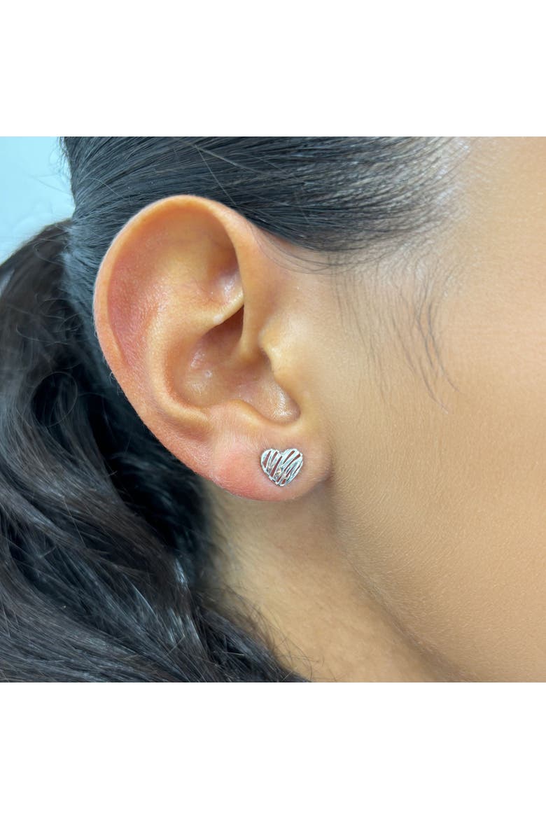 Scribble Heart Stud Earrings, Alternate, color, White Gold